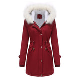Manteau Femme à Col Fourrure Détachable