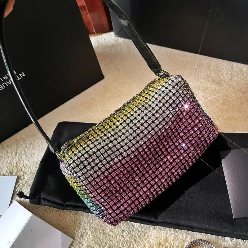 Mini Sac Strass Satin Élégant
