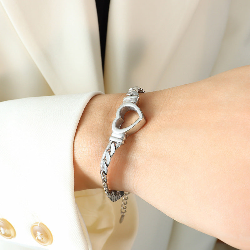 Bracelet titane plaqué or hip-hop