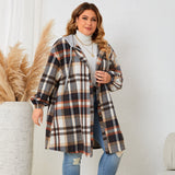 Veste Longue à Carreaux avec Capuche