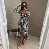 Robe Cardigan Ceinturée Imprimée Sensuelle