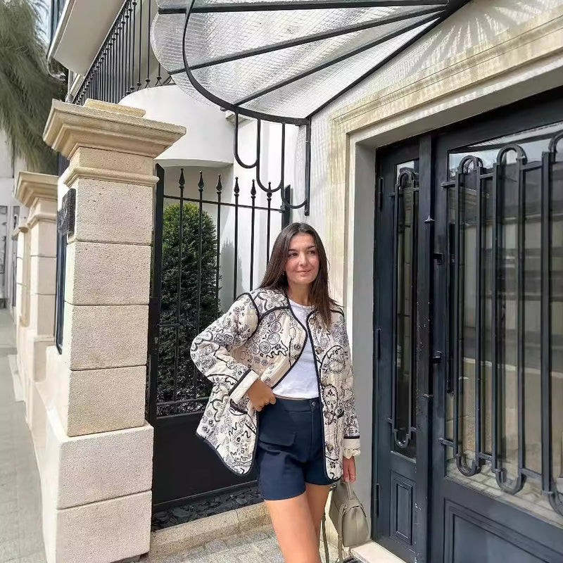 Veste longue à manches imprimées