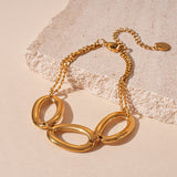 Bracelet ovale géométrique acier titanium