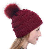 Faux Fur Fox Fur Ball Hat Knitted Casual Fashion