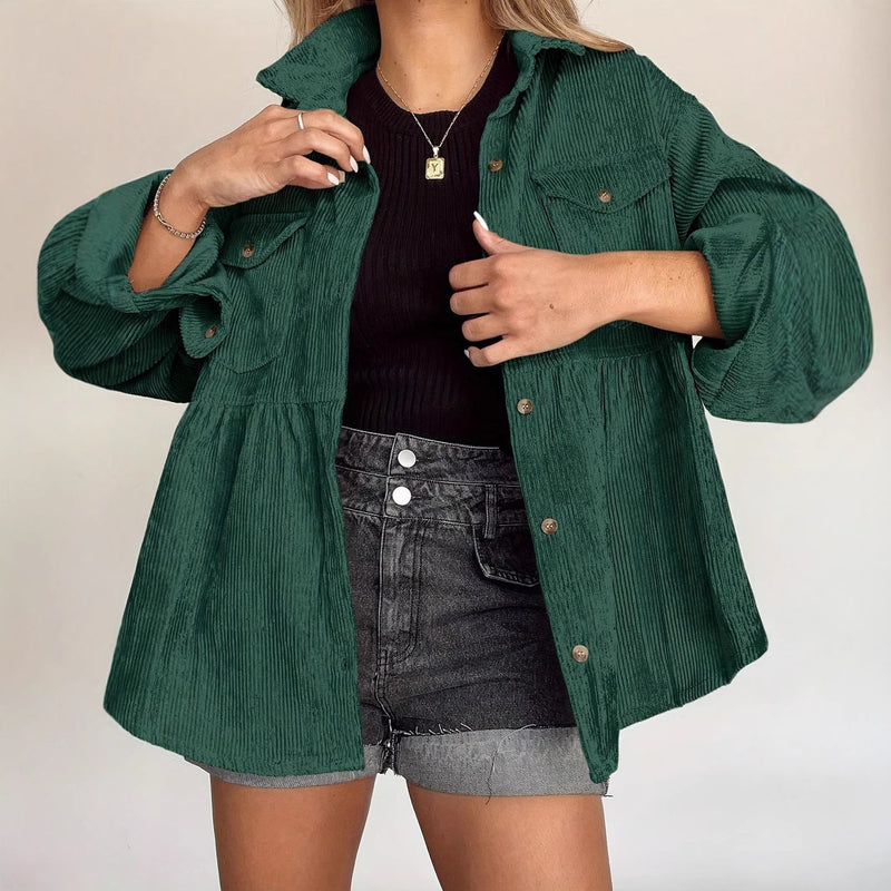 Veste plissée en velours côtelé