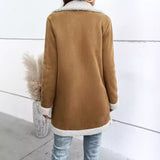 Manteau Long Femme en Daim Velours et Laine Épaisse