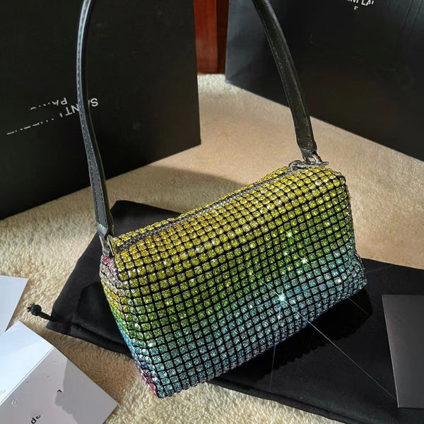 Mini Sac Strass Satin Élégant