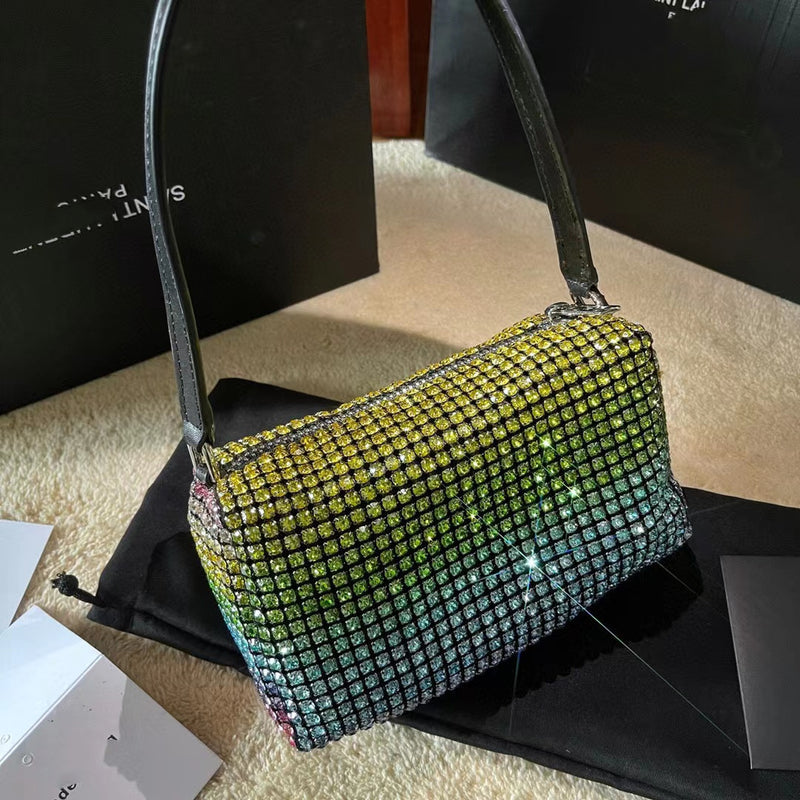 Mini Sac Strass Satin Élégant