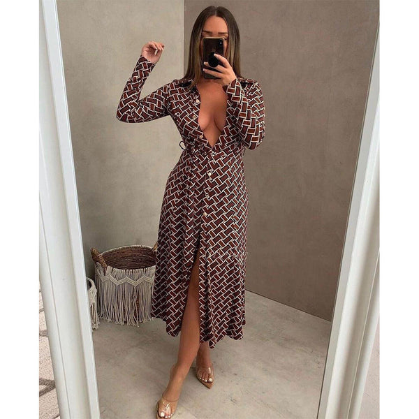 Robe Cardigan Ceinturée Imprimée Sensuelle
