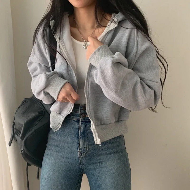 Cardigan Velours Épais Capuche Femme
