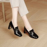 Chaussures Vertes Vernies Talon Épais
