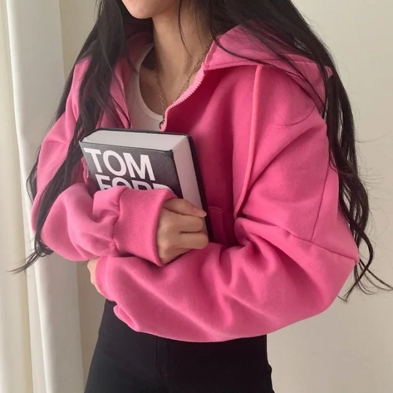 Cardigan Velours Épais Capuche Femme