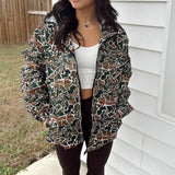 Imperméable zippé camouflage femme