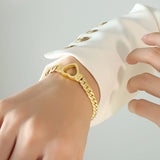 Bracelet titane plaqué or hip-hop