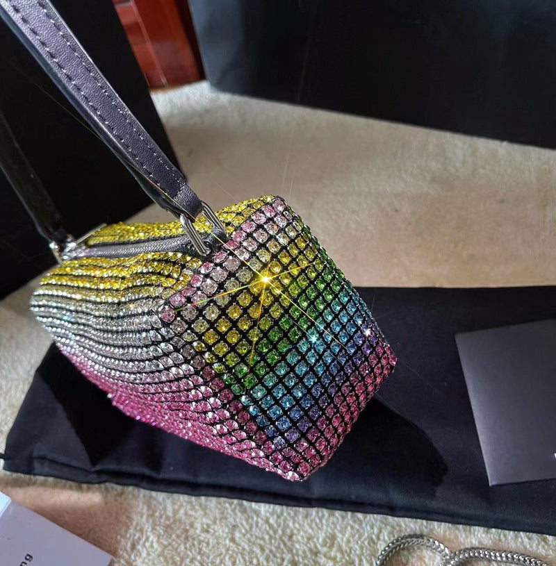 Mini Sac Strass Satin Élégant