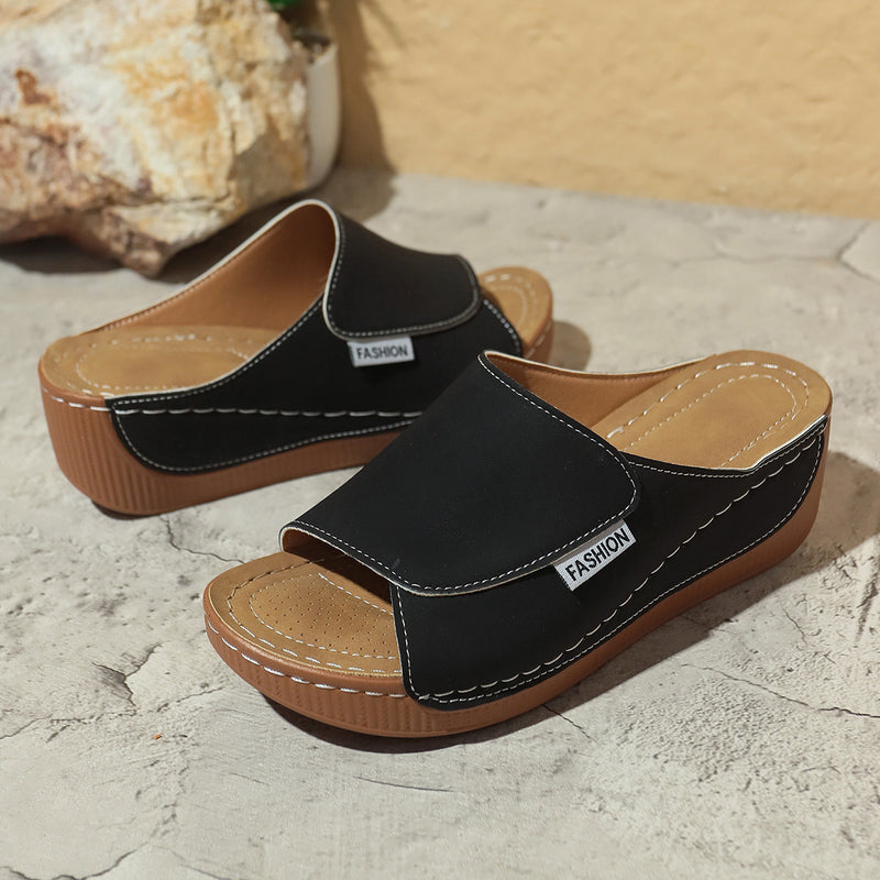 DYNA - Mules Compensées en Cuir Respirant