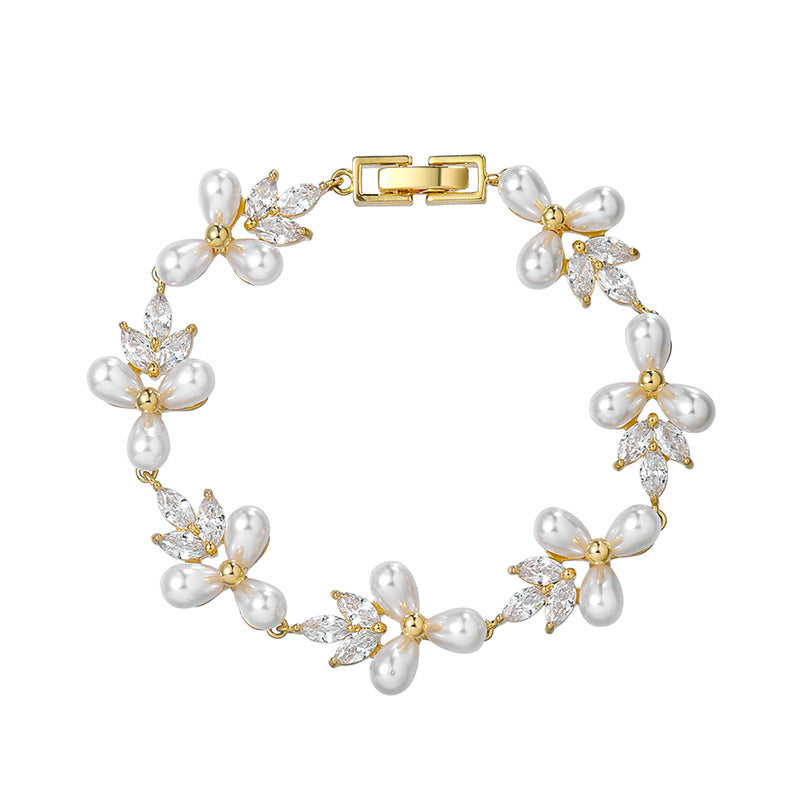 Bracelet perles femme or