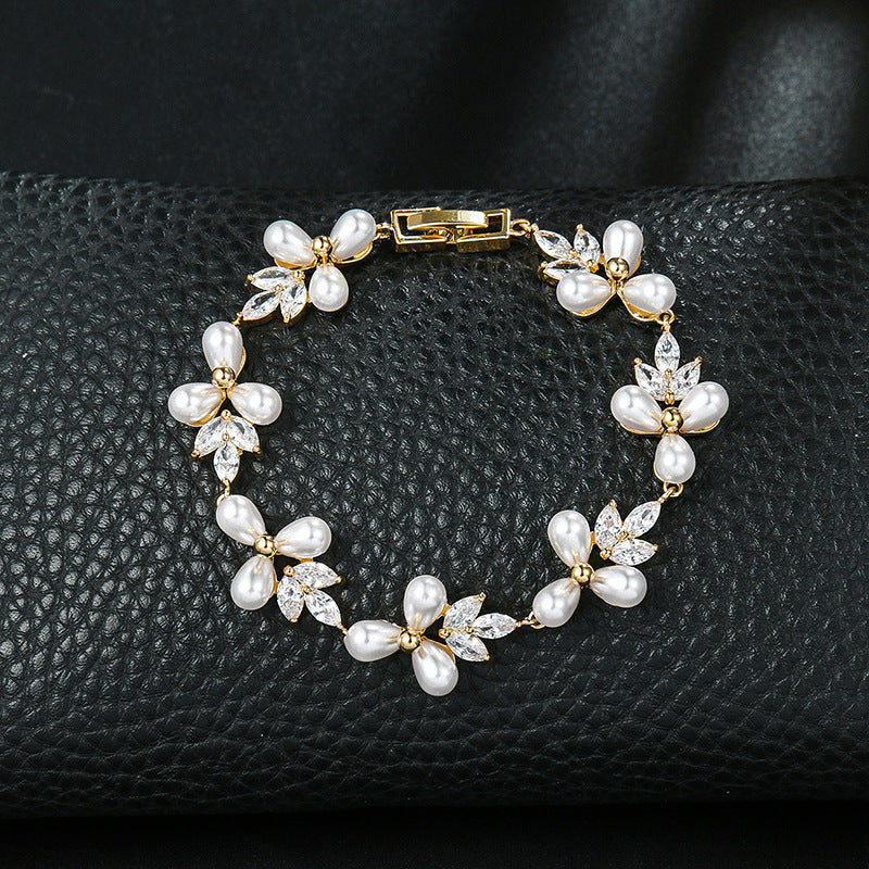 Bracelet perles femme or