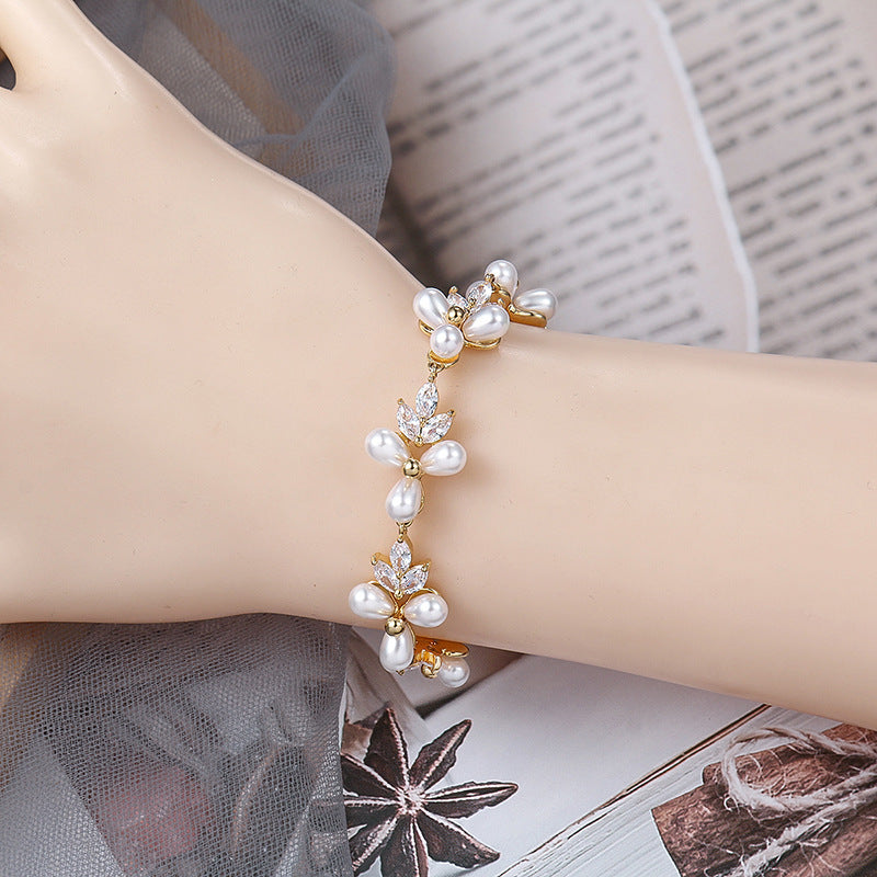 Bracelet perles femme or