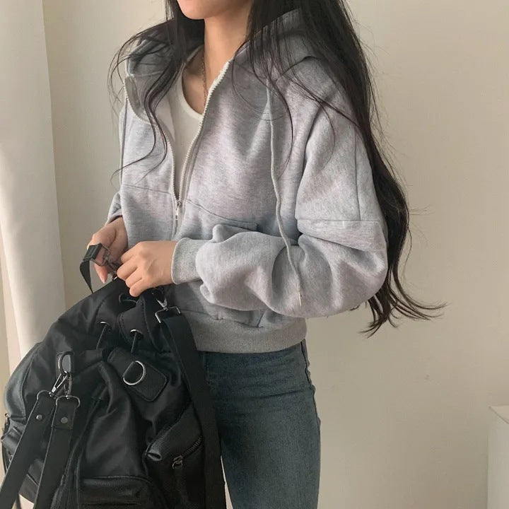 Cardigan Velours Épais Capuche Femme