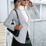 Manteau croisé à carreaux slim femme