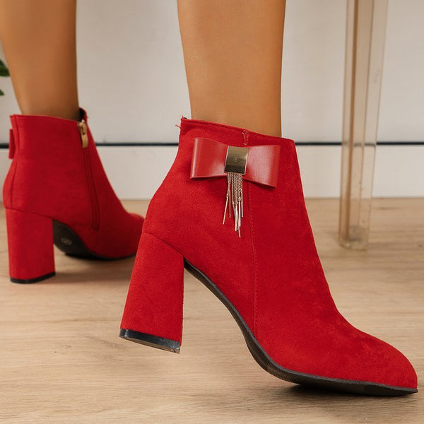 Nouvelles bottes festives à talon épais à fermeture éclair latérale