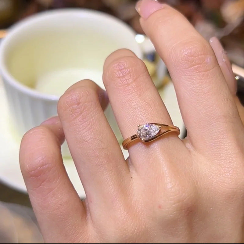 Bague ouverte rétro zircon brossé