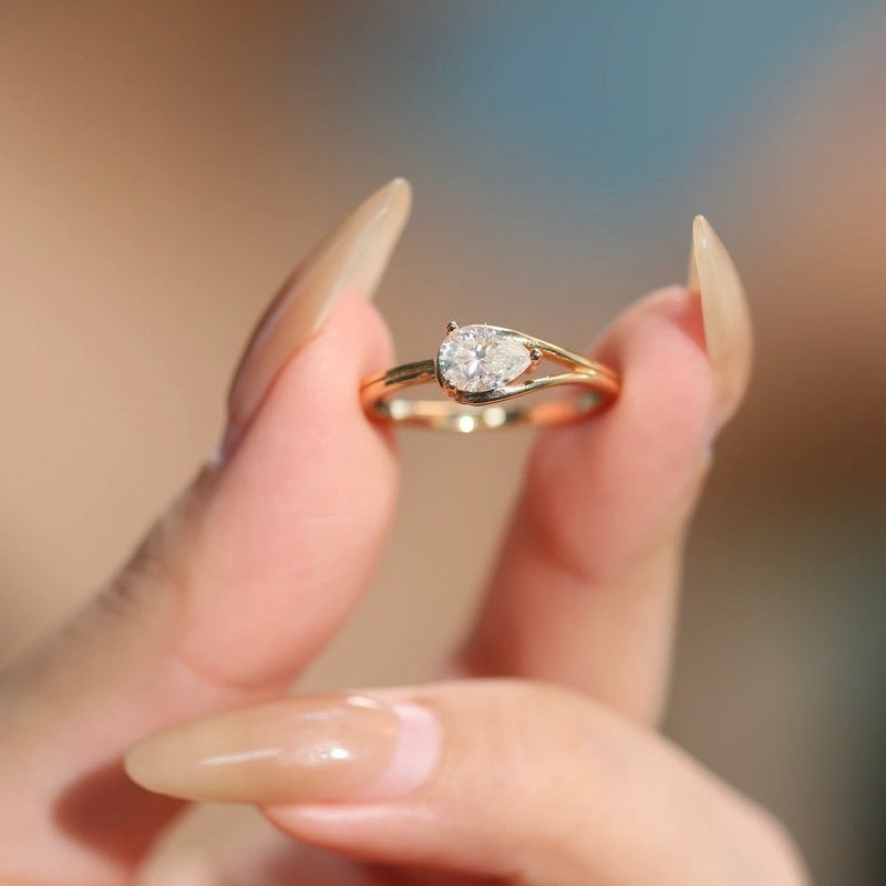 Bague ouverte rétro zircon brossé