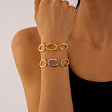 Bracelet ovale géométrique acier titanium