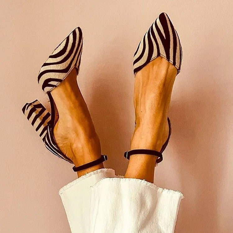 Sandales Femme Talons Pointus Zèbre