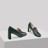 Chaussures Vertes Vernies Talon Épais