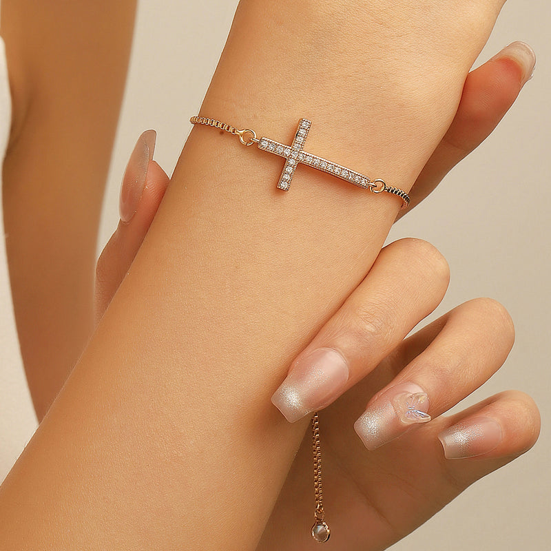 Women's Diamond Pull-out Cross Bracelet