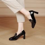 Chaussures Vertes Vernies Talon Épais