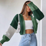 Cardigan Long Bicolore Décontracté