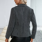 Manteau croisé à carreaux slim femme