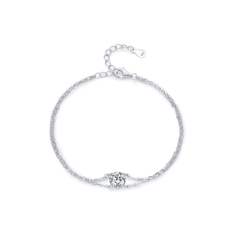 Bracelet double couche moissanite argent
