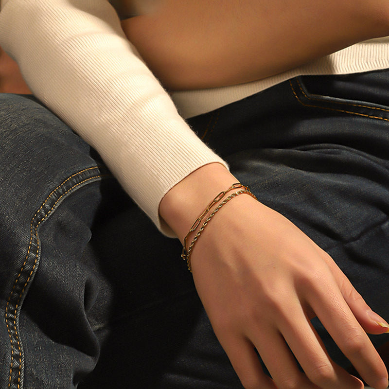 Bracelet torsadé femme en acier titane