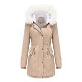 Manteau Femme à Col Fourrure Détachable
