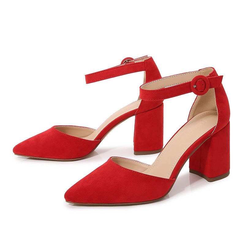 Escarpins Pointus Bride Talons Épais