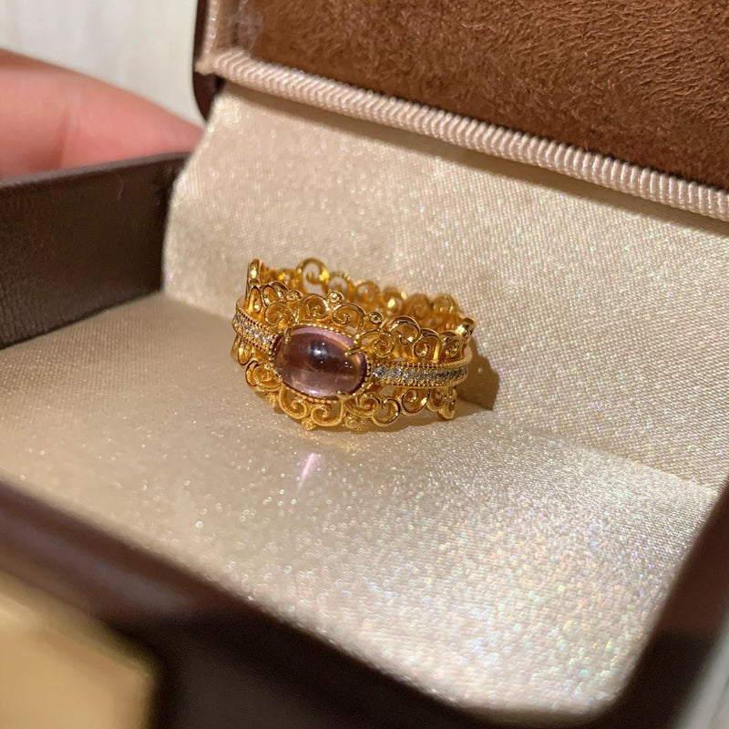 Bague rétro zircon diamants femme