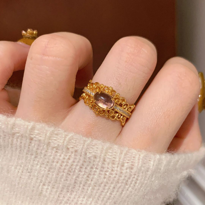 Bague rétro zircon diamants femme