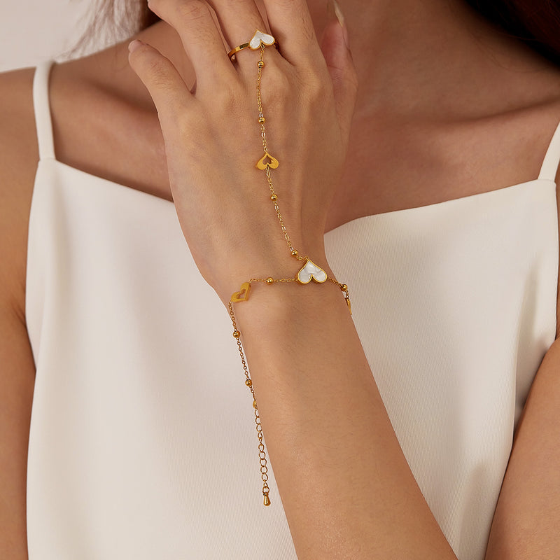 Bague et bracelet cœur acier