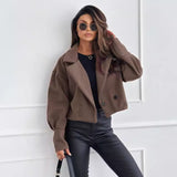 Manteau court en laine à col tailleur