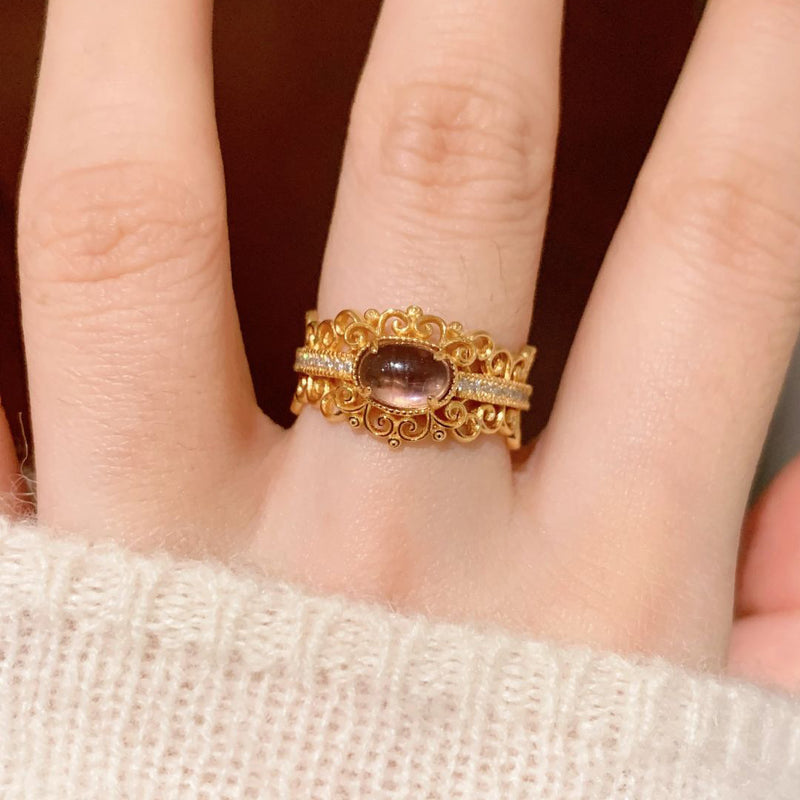 Bague rétro zircon diamants femme