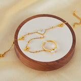 Bague et bracelet cœur acier