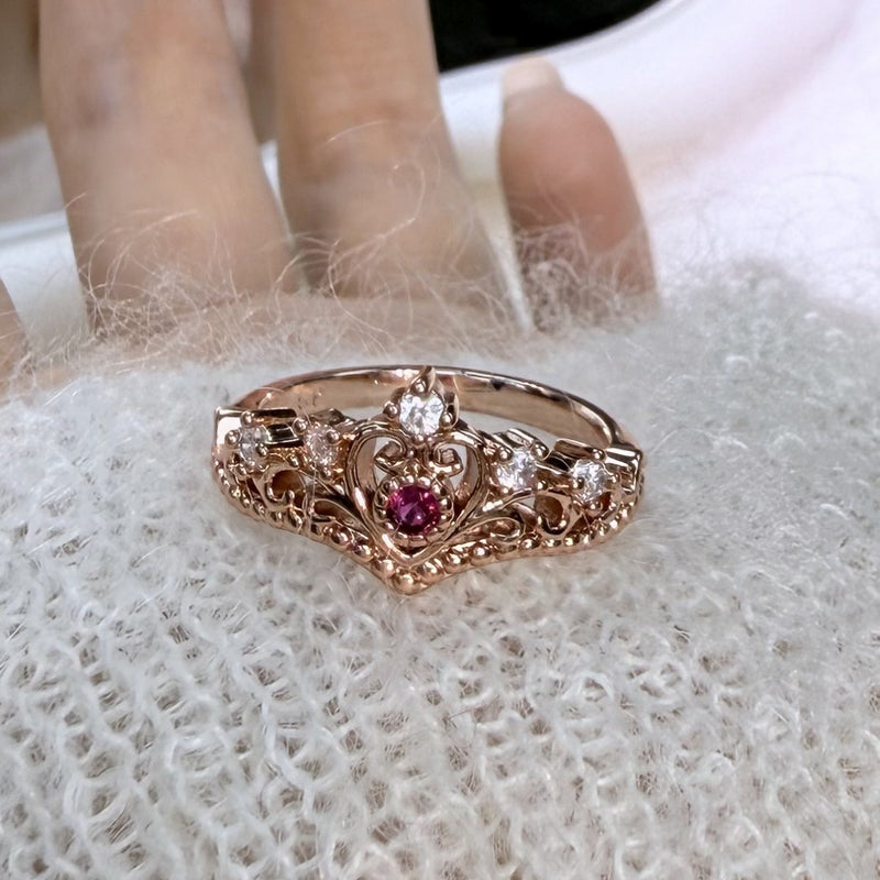 Bague couronne femme rétro mode