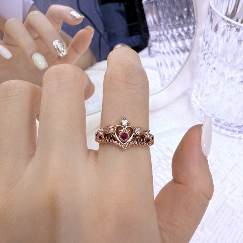 Bague couronne femme rétro mode