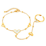 Bague et bracelet cœur acier