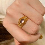 Bague rétro zircon diamants femme