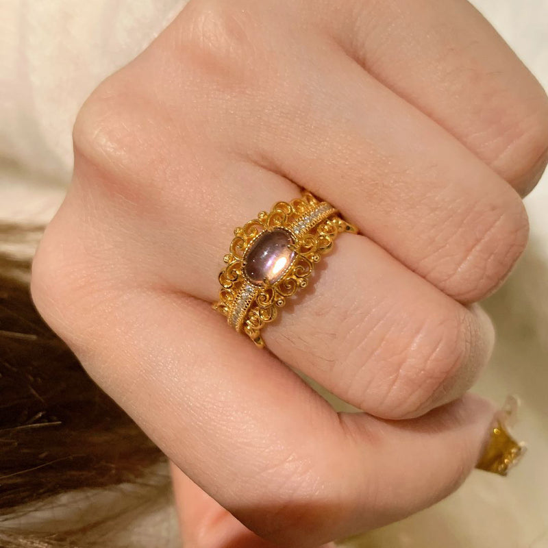 Bague rétro zircon diamants femme